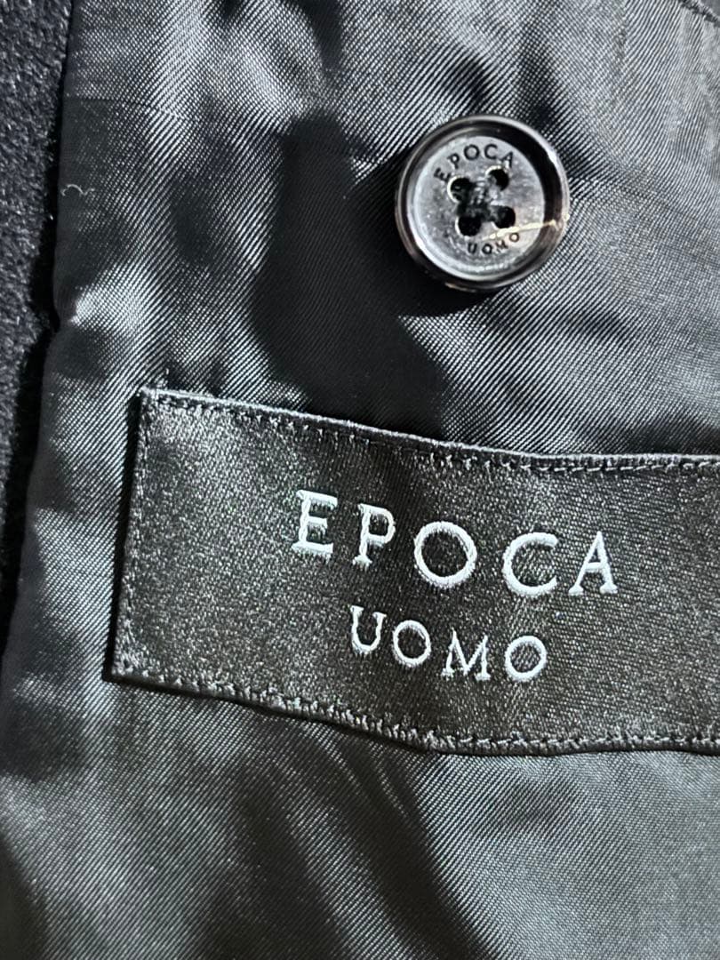 EPOCA UOMOブラック チェスター 厚手　羊毛100 コート ベルト付き