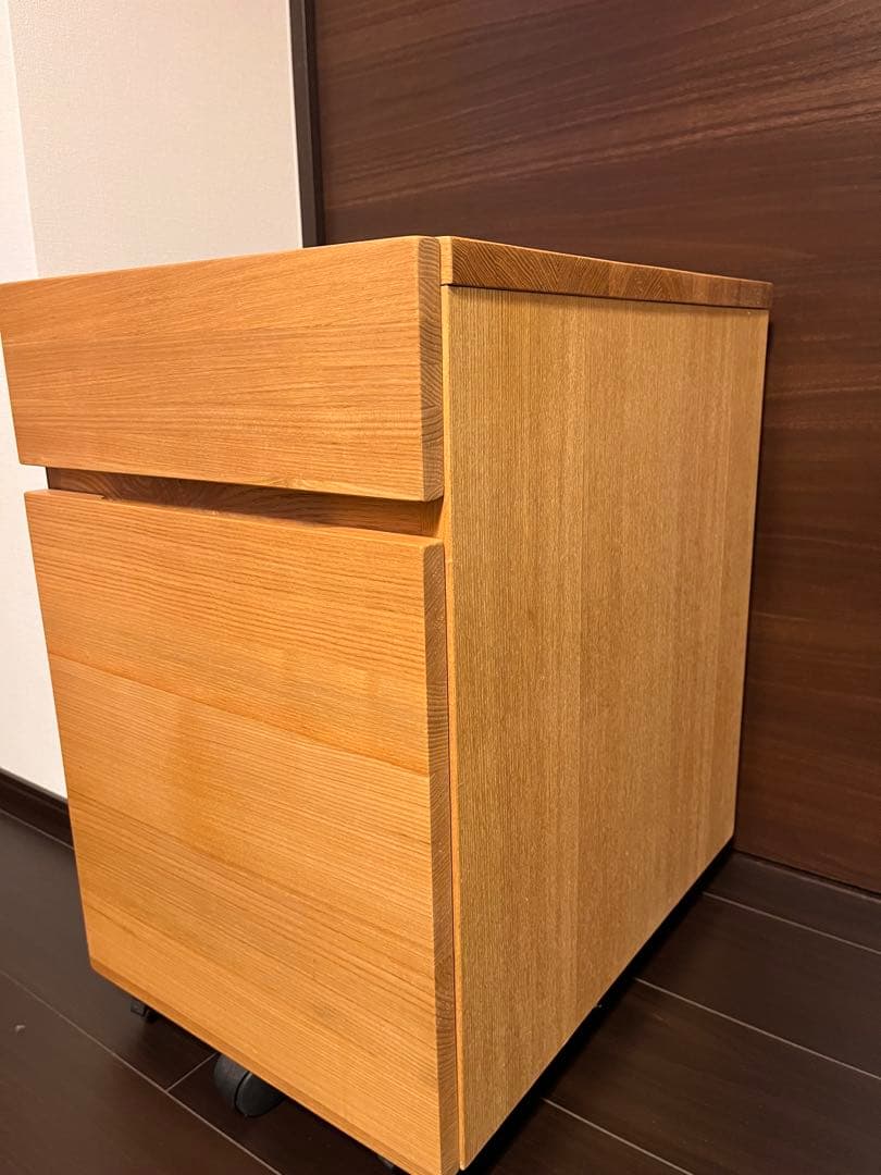 【表記ミスあり】MUJI無印良品 天然木 木製デスクキャビネット タモ材