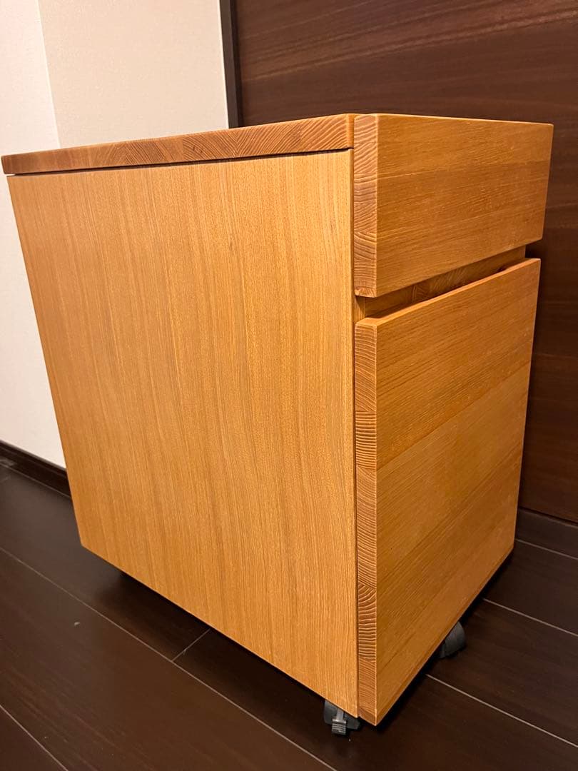 【表記ミスあり】MUJI無印良品 天然木 木製デスクキャビネット タモ材