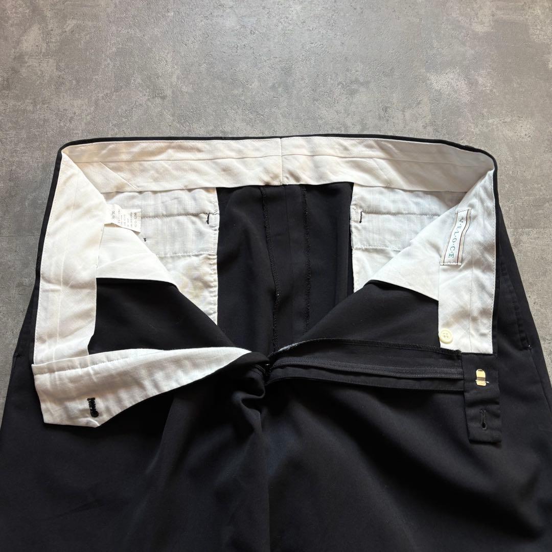 希少◎ヴィンテージ古着 レーヨン混 2タックワイドスラックス 黒 W38 L30