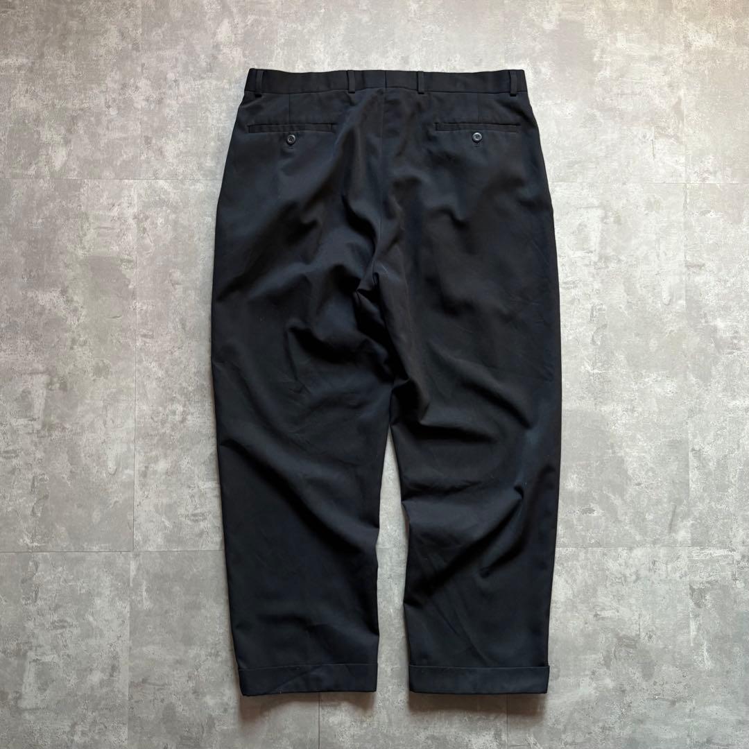 希少◎ヴィンテージ古着 レーヨン混 2タックワイドスラックス 黒 W38 L30