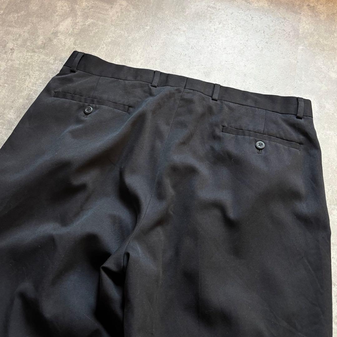 希少◎ヴィンテージ古着 レーヨン混 2タックワイドスラックス 黒 W38 L30