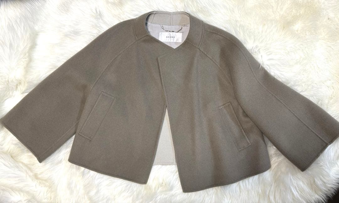 カシミヤ混 ADORE アドーア ２ＴＯＮＥリバー ジャケット