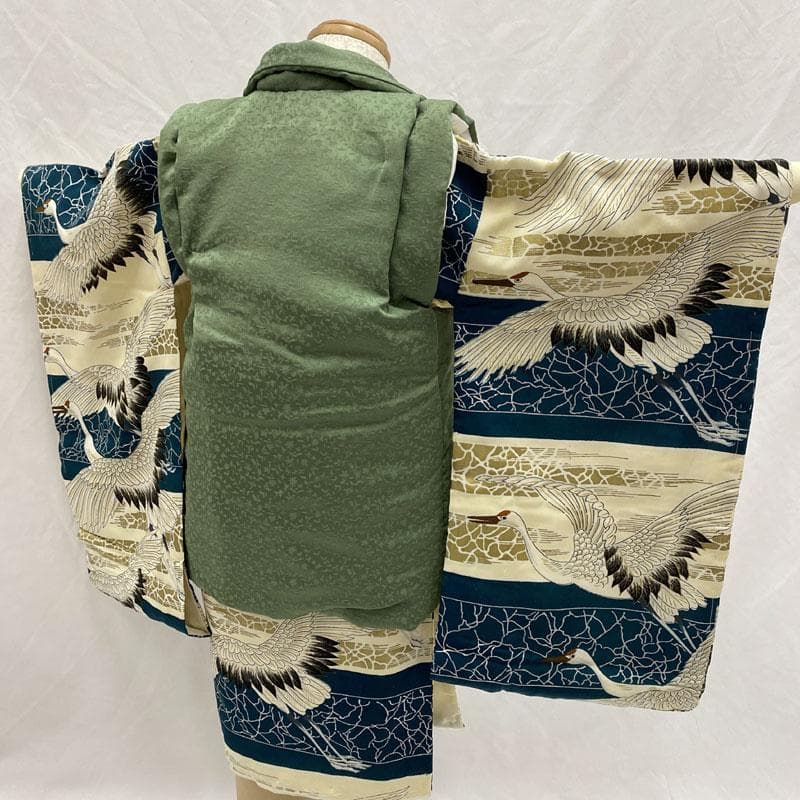 509ab12着物のみ◎七五三 三歳 男の子 セミアンティーク着物&被布 レトロ