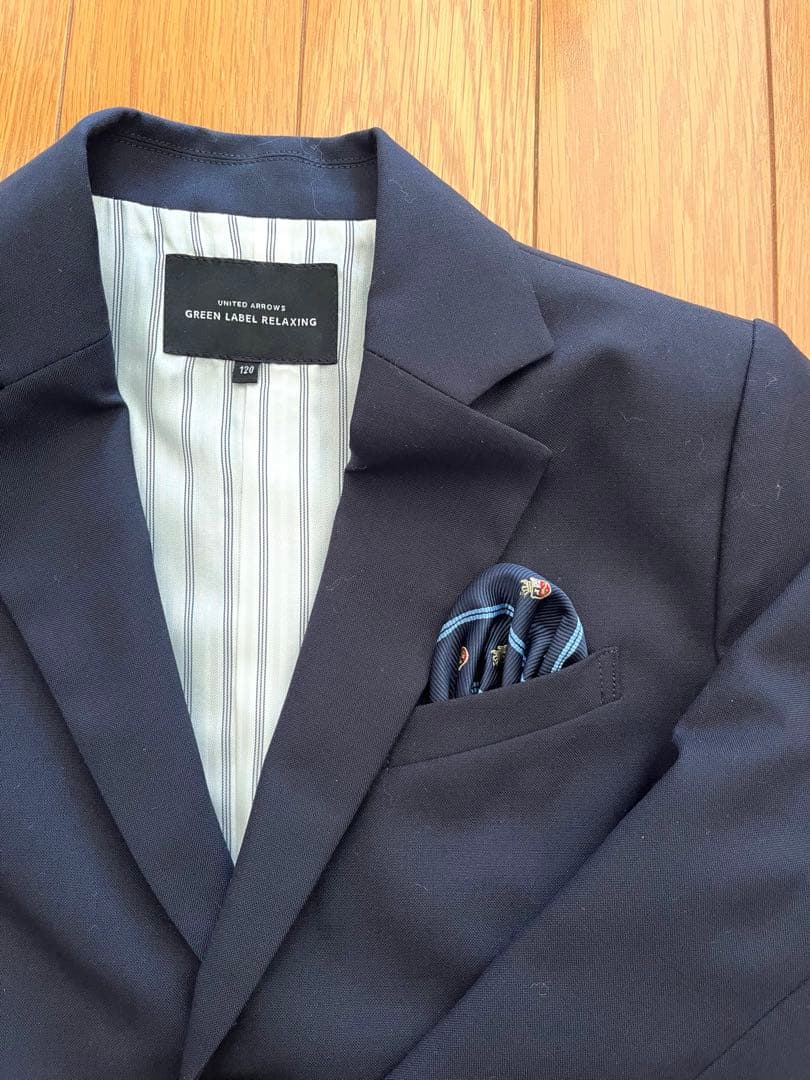 【クリーニング済】グリーンレーベル 120男の子 卒園入学スーツ6点セット