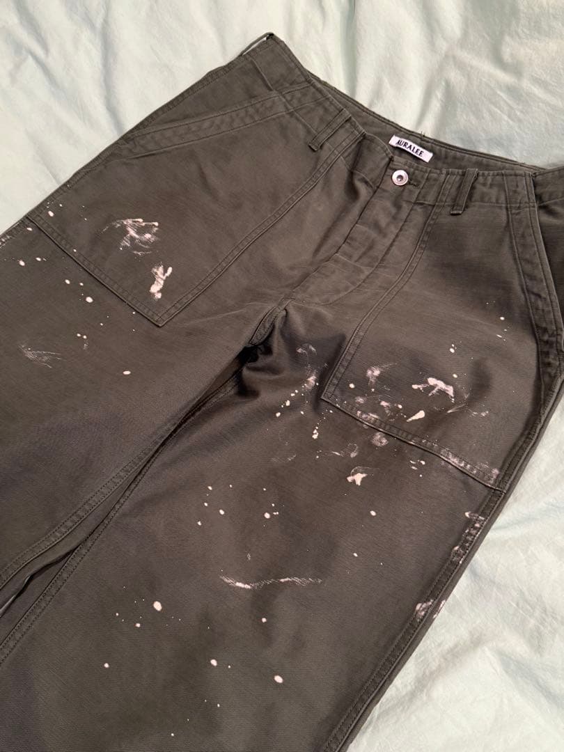 パンツ AURALEE BLEACHED BAKER PANTS OLIVE 25AW