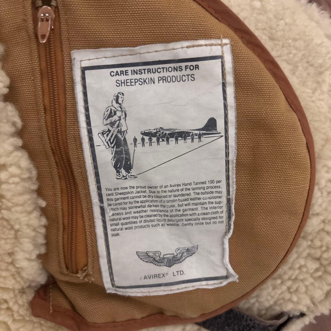 【米国製】AVIREX ムートンジャケット B-3 胸ロゴ 42 ボア ボマー