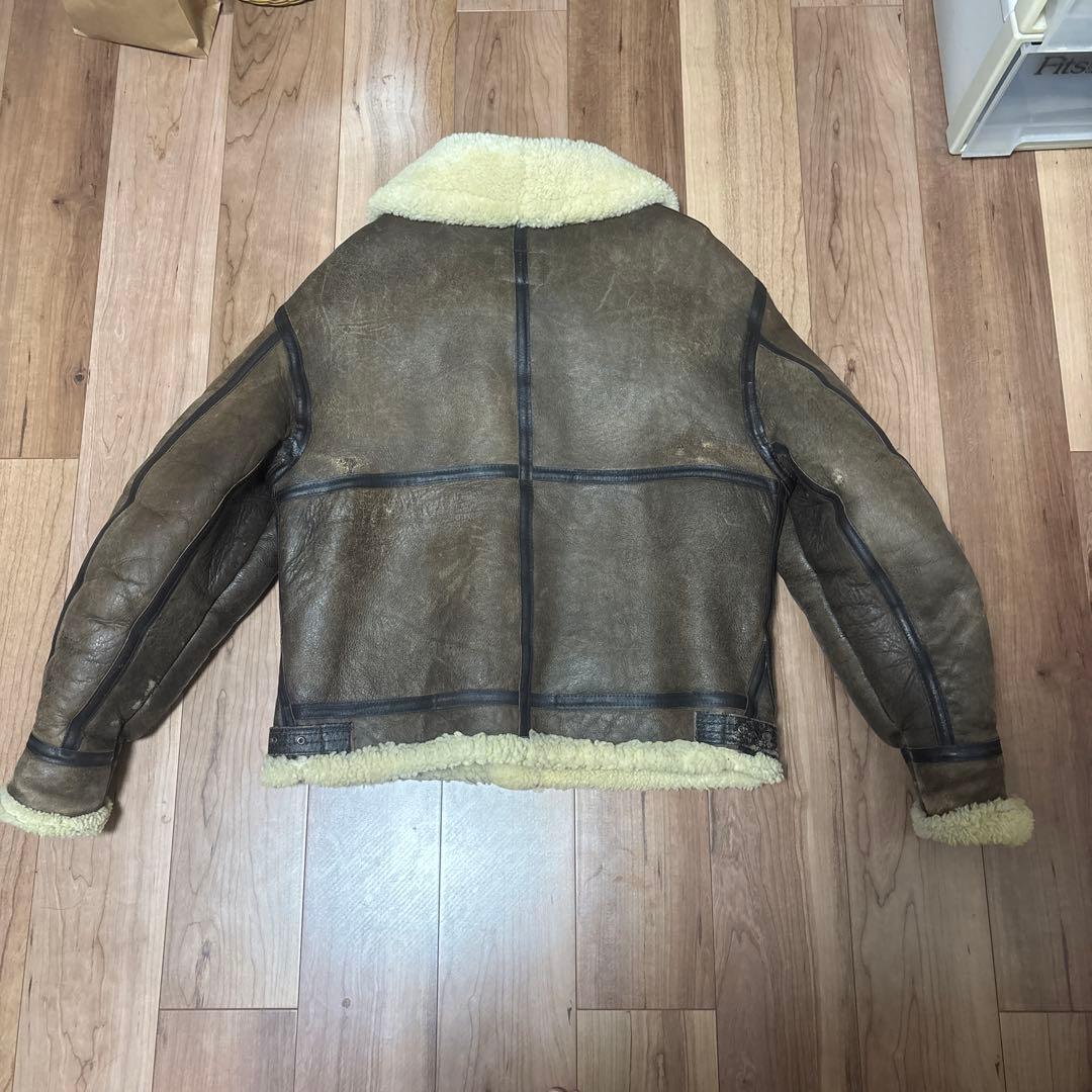 【米国製】AVIREX ムートンジャケット B-3 胸ロゴ 42 ボア ボマー