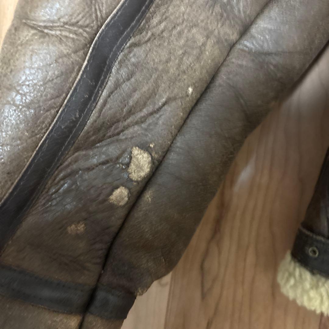 【米国製】AVIREX ムートンジャケット B-3 胸ロゴ 42 ボア ボマー