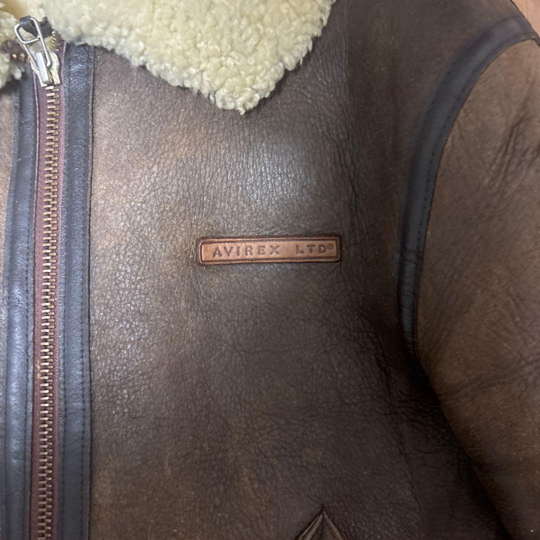 【米国製】AVIREX ムートンジャケット B-3 胸ロゴ 42 ボア ボマー