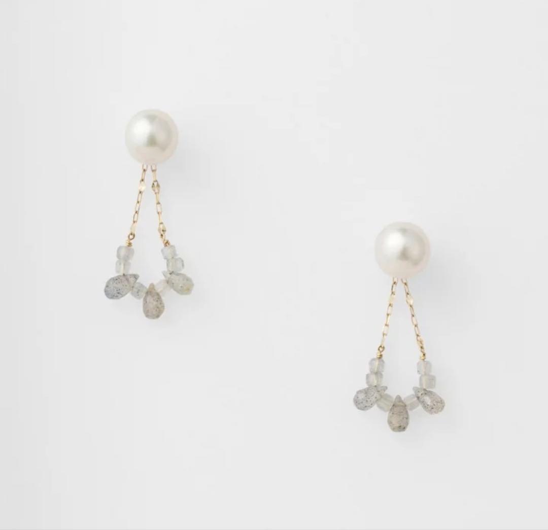 【完売品】 agete アガットK10ラブラドライトピアスチャーム 販売証明書