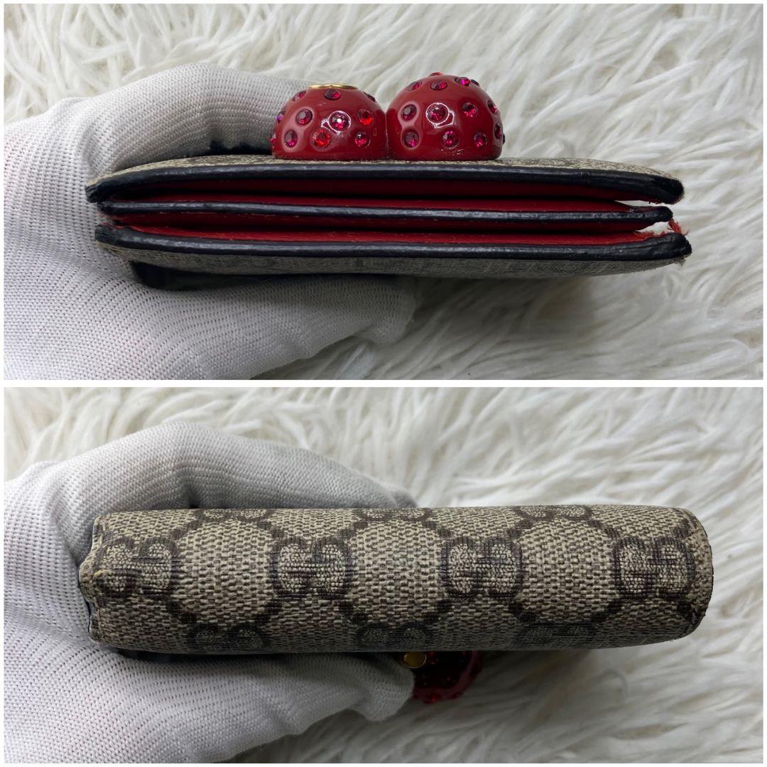 ✨美品✨ GUCCI 二つ折り財布 チェリー GG柄 ストーン抜けナシ