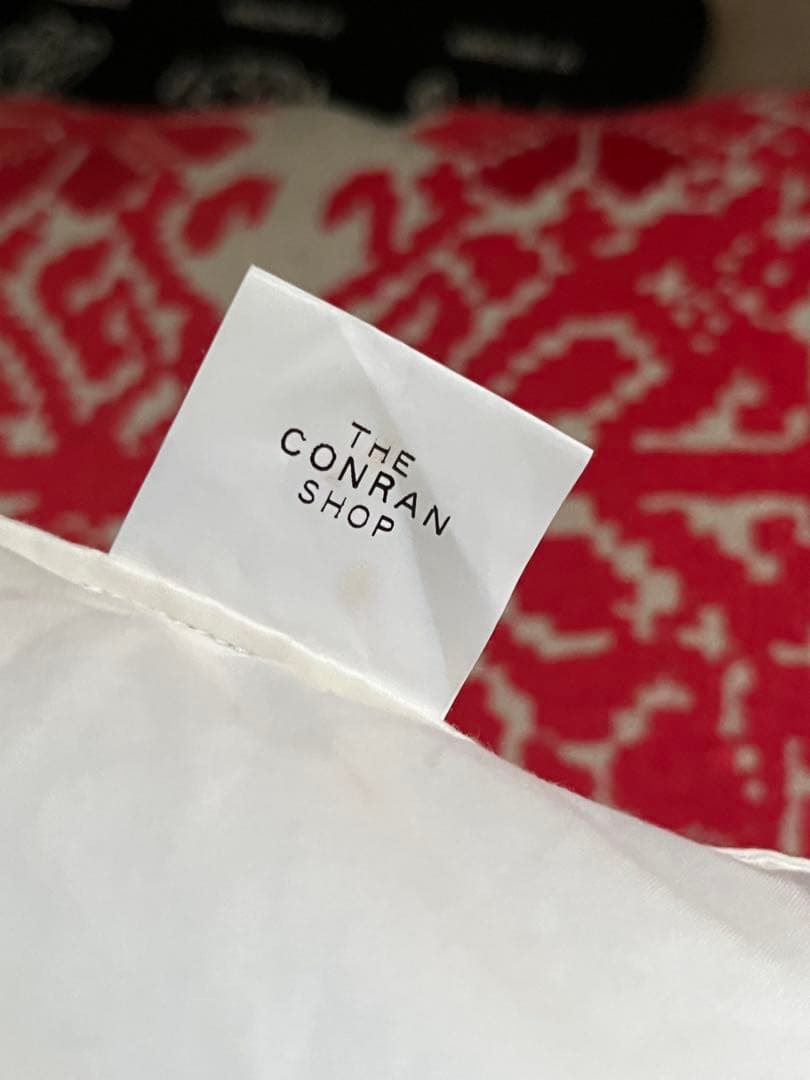 コンランショップ購入 リネン 刺繍 クッション&刺繍クッションカバー2枚セット