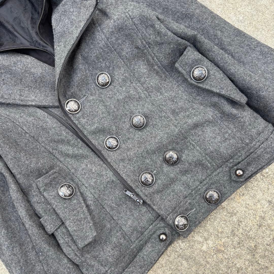 ナポレオンジャケット Pコート ウール混 ペイズリー モード お兄系 Y2K