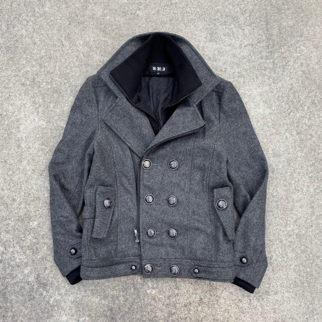 ナポレオンジャケット Pコート ウール混 ペイズリー モード お兄系 Y2K