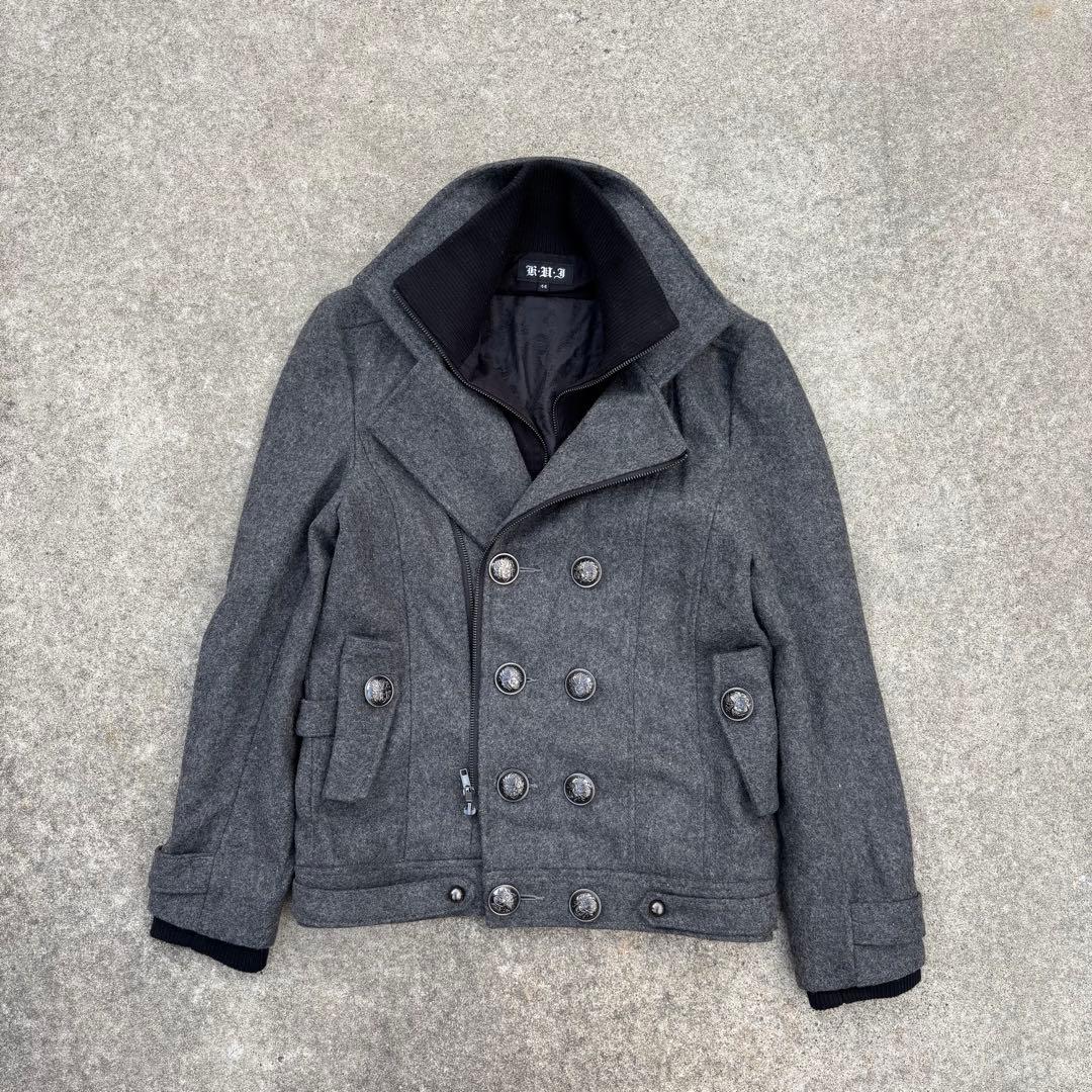 ナポレオンジャケット Pコート ウール混 ペイズリー モード お兄系 Y2K