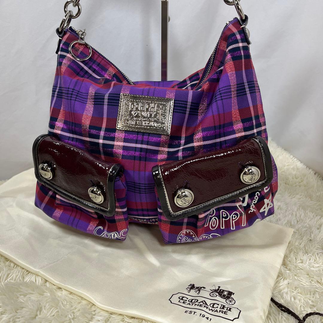 未使用級　COACH コーチ POPPY ショルダーバッグ y2k 紫　袋付き