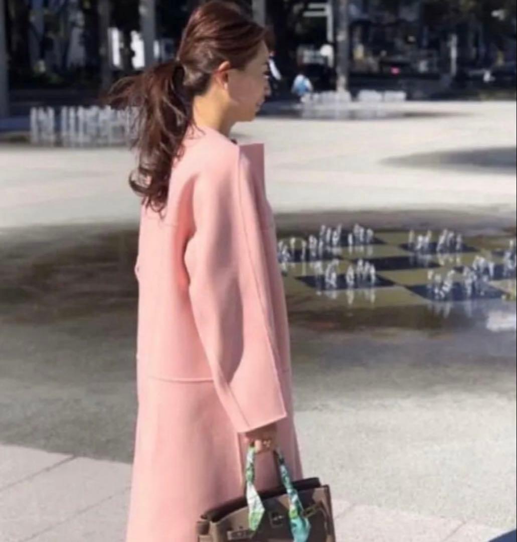 Drawer ドゥロワー　ダブルフェイス ノーカラーメルトンコート　36