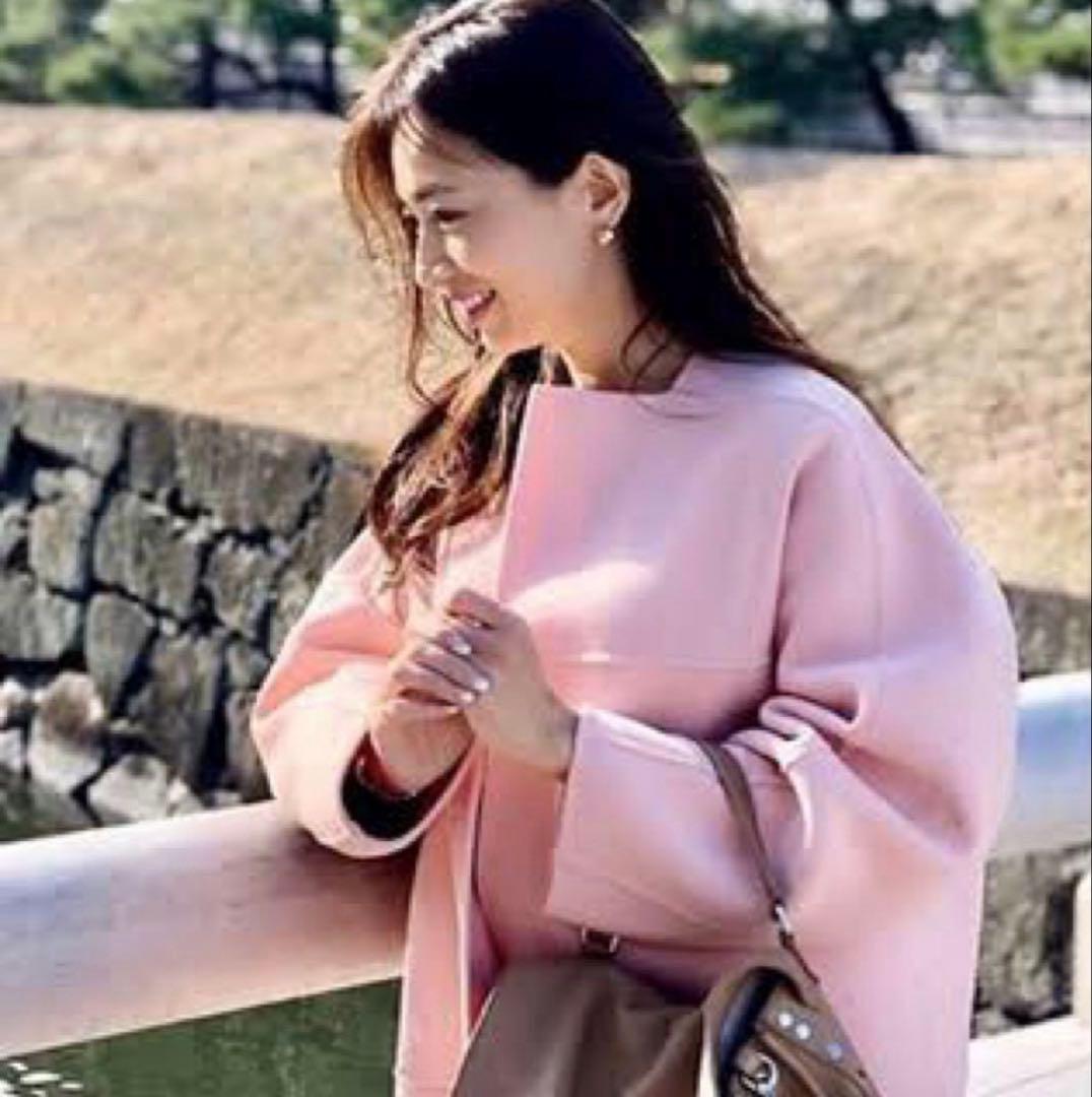 Drawer ドゥロワー　ダブルフェイス ノーカラーメルトンコート　36