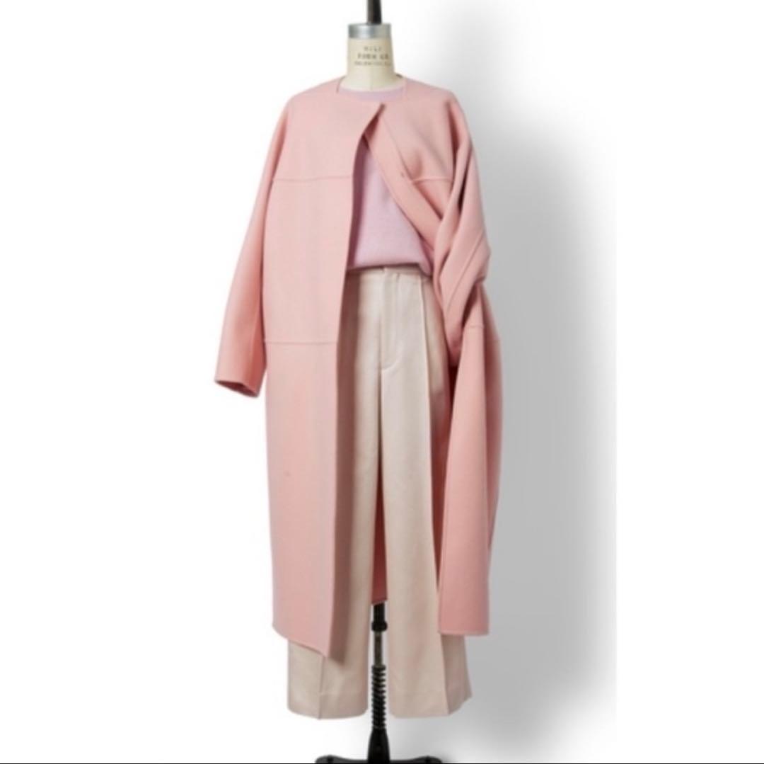 Drawer ドゥロワー　ダブルフェイス ノーカラーメルトンコート　36