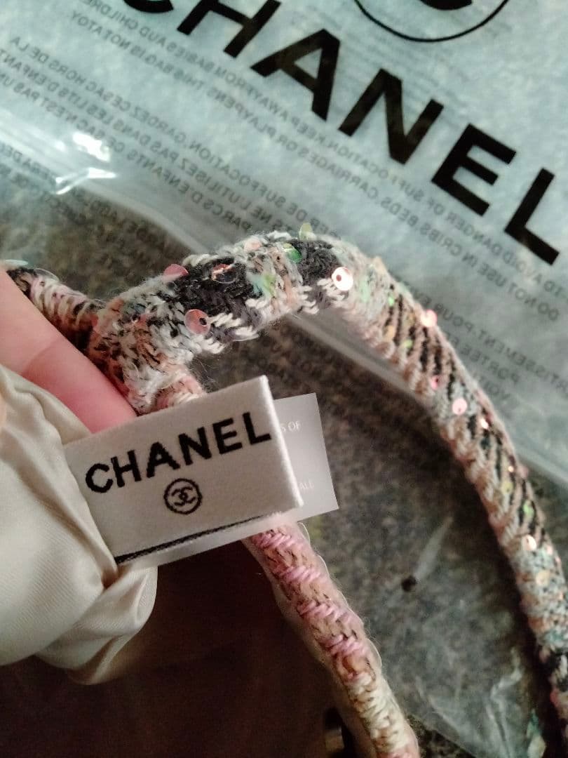 CHANEL ノベルティ ツイード スパンコール トートバッグ