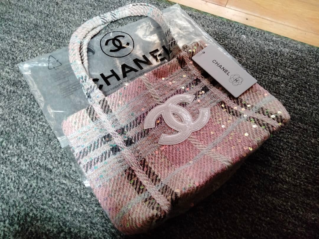 CHANEL ノベルティ ツイード スパンコール トートバッグ