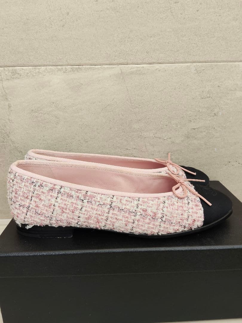 CHANEL　シャネル ツイードバレエシューズ　ピンク バレリーナ