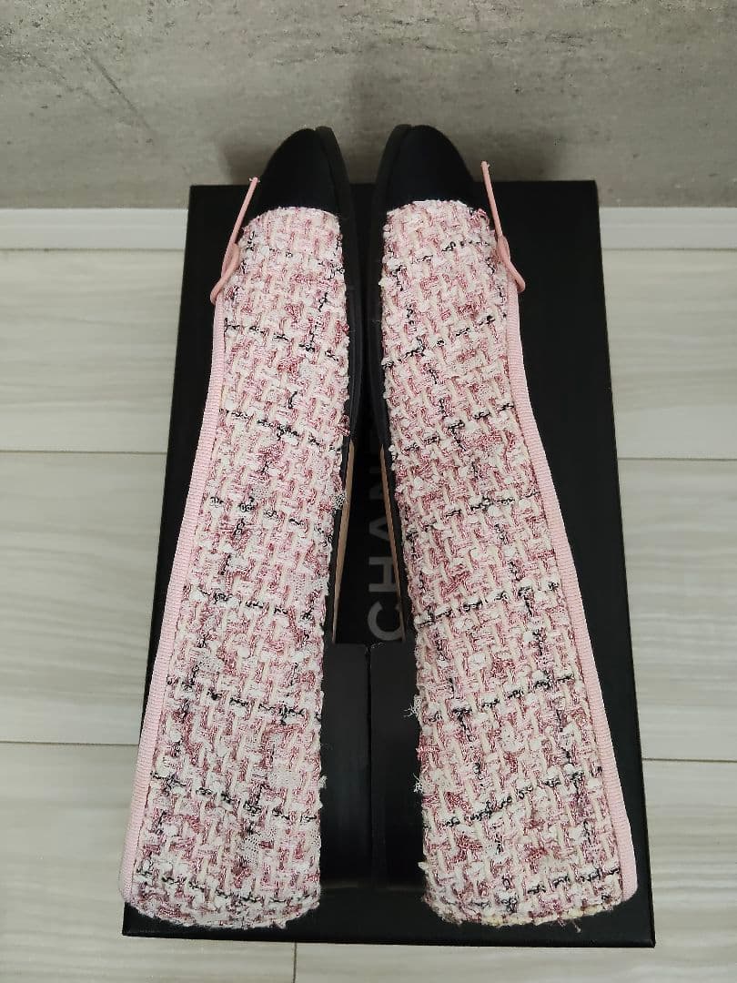 CHANEL　シャネル ツイードバレエシューズ　ピンク バレリーナ