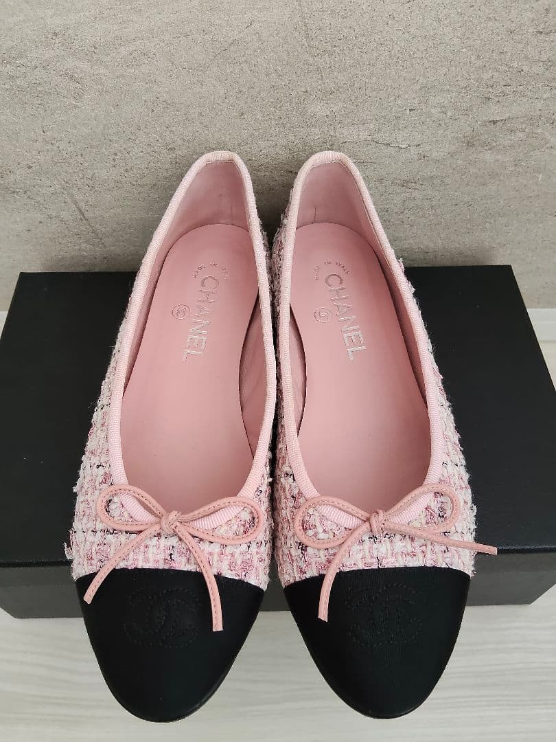 CHANEL　シャネル ツイードバレエシューズ　ピンク バレリーナ
