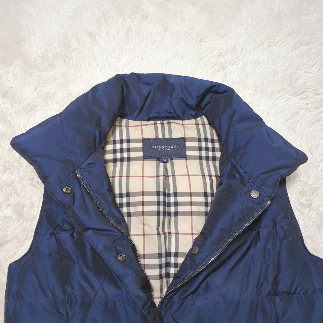 【美品・人気モデル】バーバリーロンドン☆ダウンベスト ノバチェック ネイビー M
