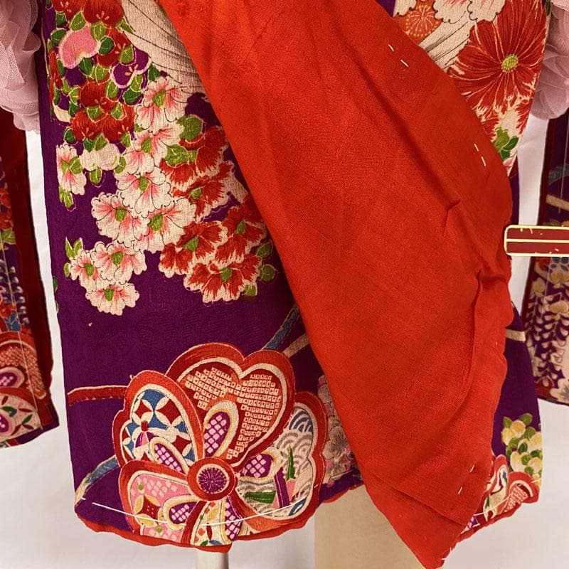 508ag79着物のみ◎七五三 三歳 女の子 アンティーク着物 レトロ 橘