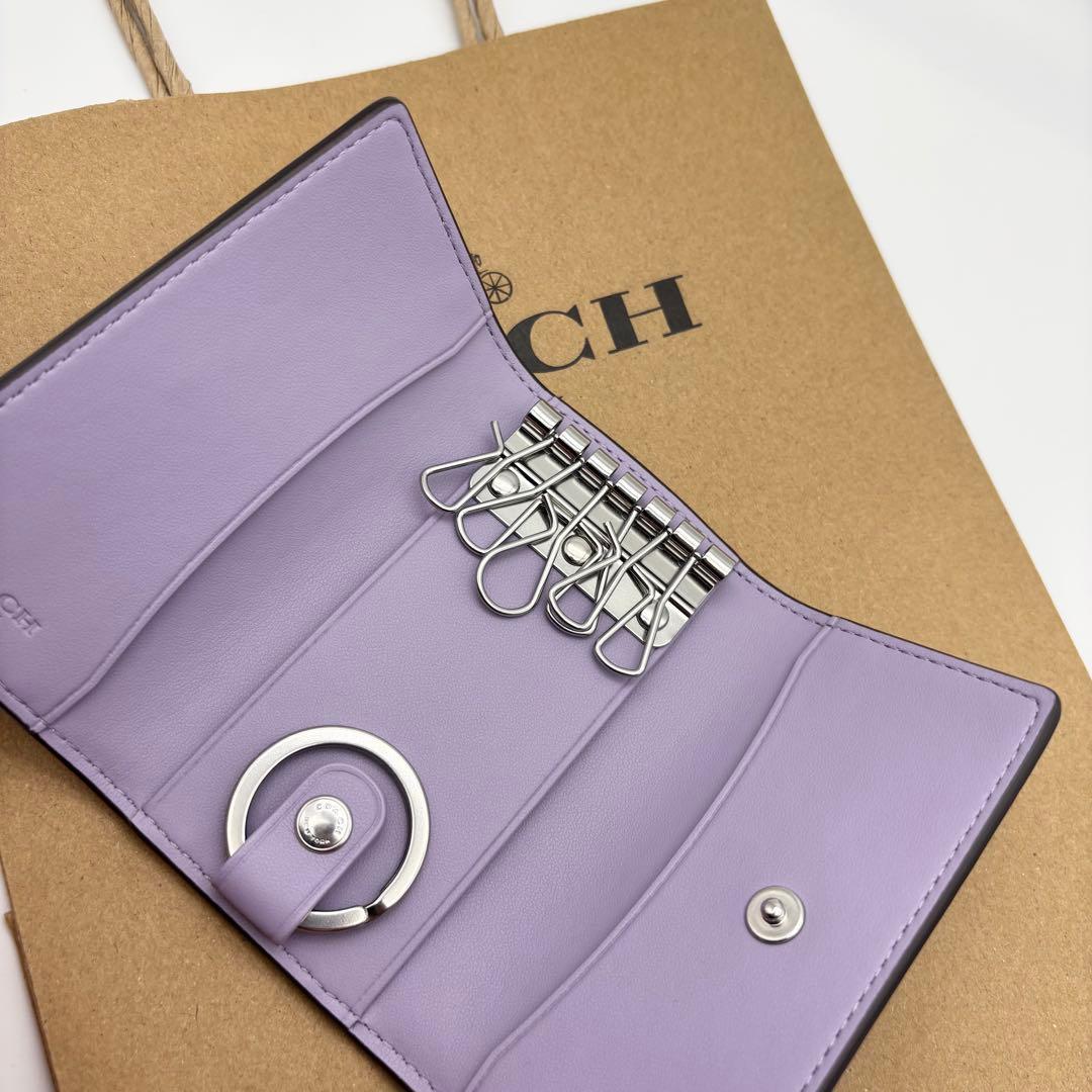 【COACH☆新品】エッセンシャル 6 リング キー ケース☆パープル☆