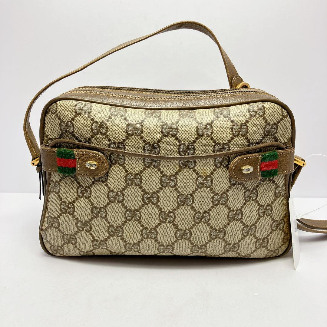 3336◯ GUCCI GGキャンバス ショルダーバッグ シェリーライン