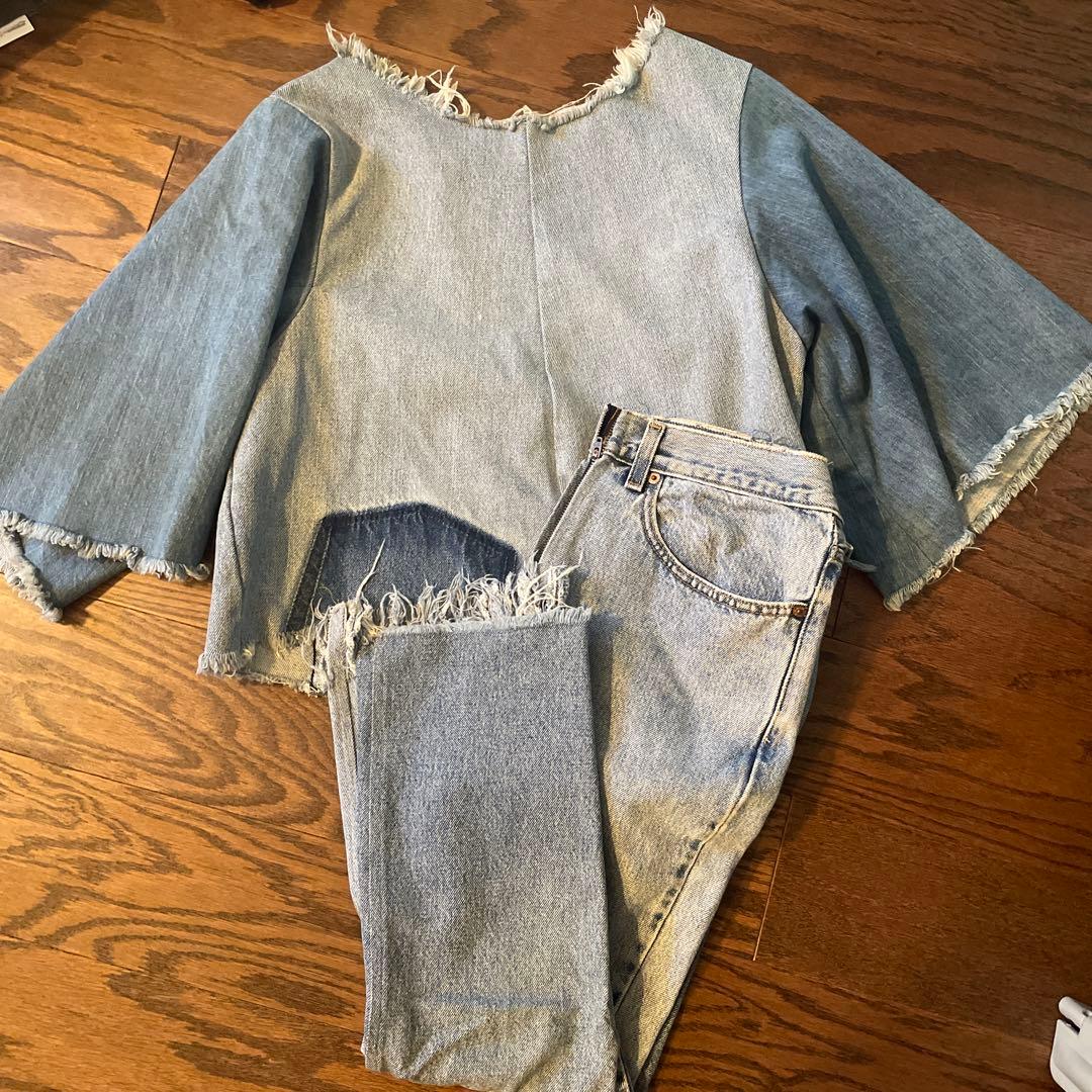 ナナナナサーカ　デニム　セットアップ　リメイク　古着