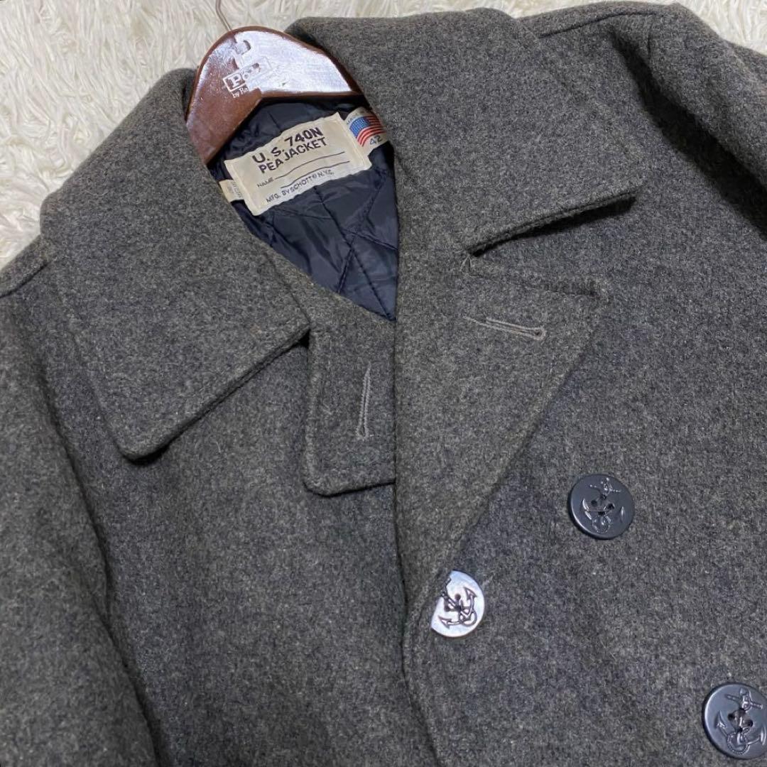 【美品✨】Schott ピーコート U.S. 740N キルティング グレー42