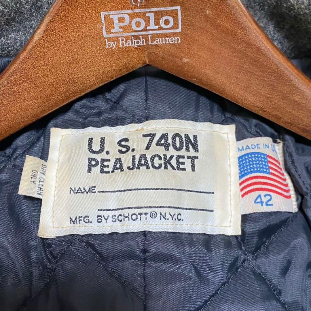 【美品✨】Schott ピーコート U.S. 740N キルティング グレー42
