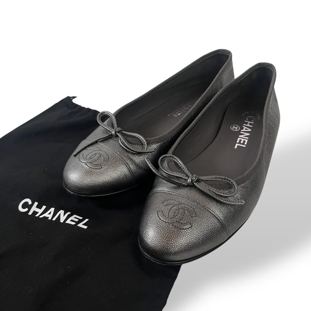 美品 CHANEL ココマーク バレリーナ シューズ G02819 37C
