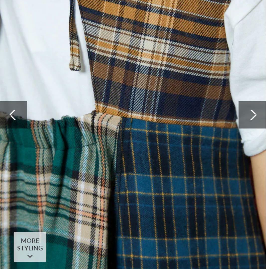 Freada バックオープンチェックアシメティアードワンピース