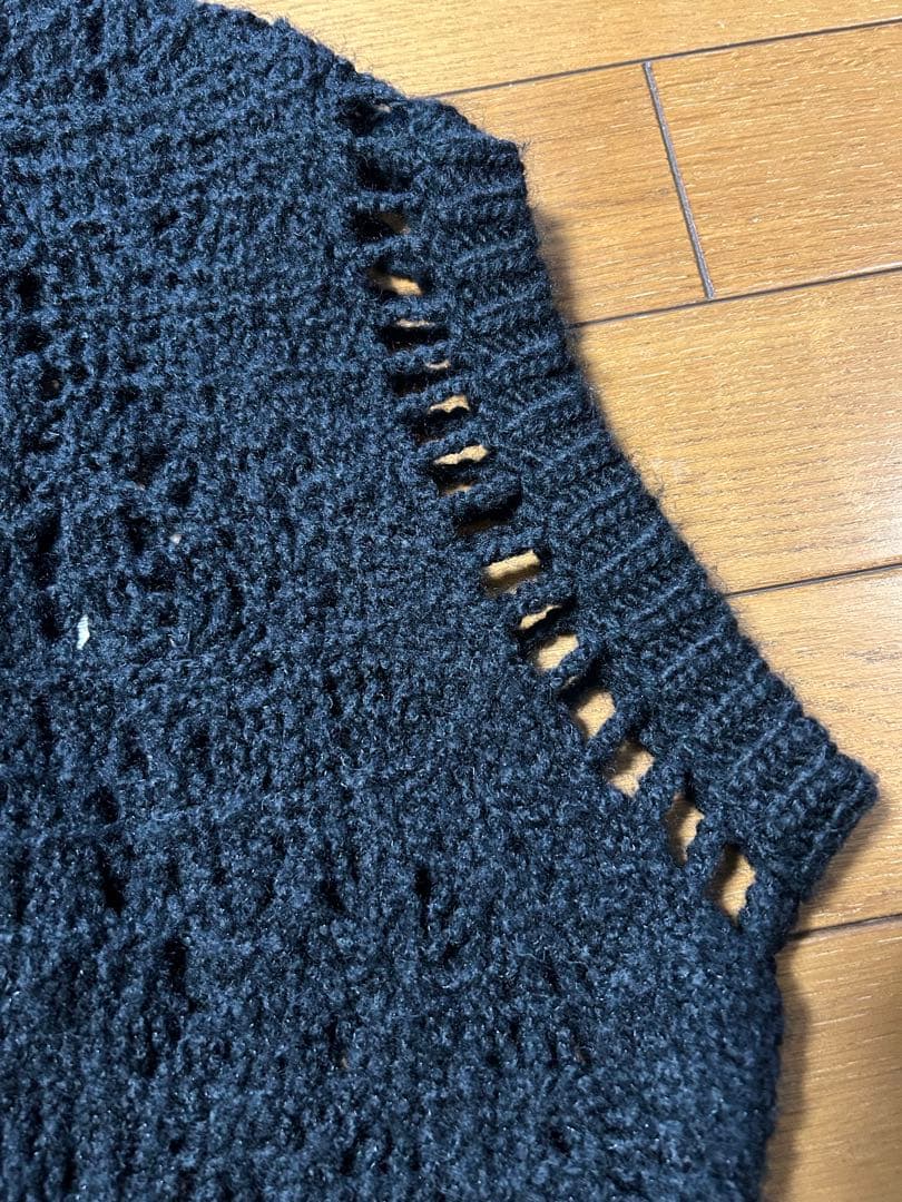 ミズイロインド　レース模様のウールベスト美品