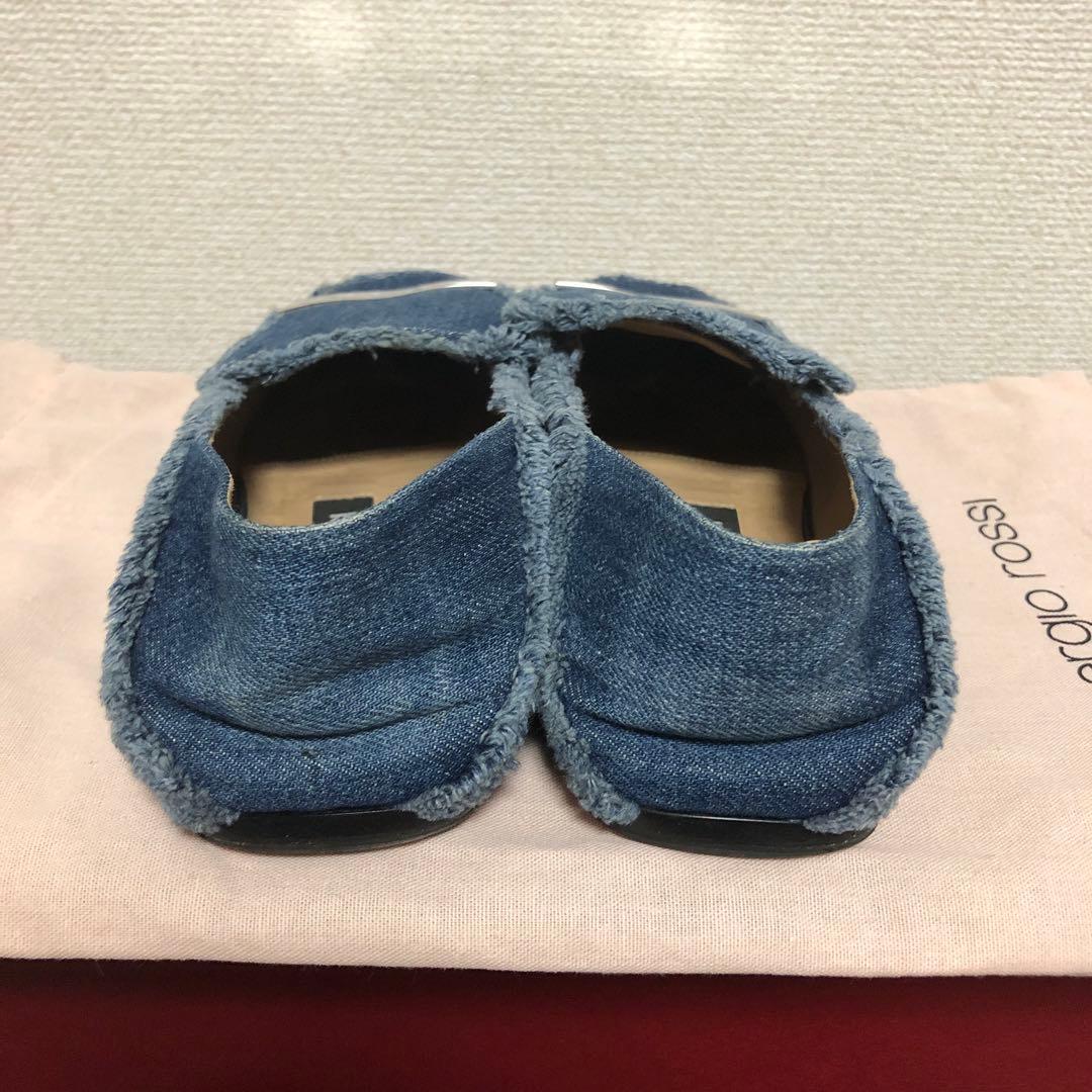 セルジオロッシ sr1 フラット　パンプス スリッパ　デニム　361/2