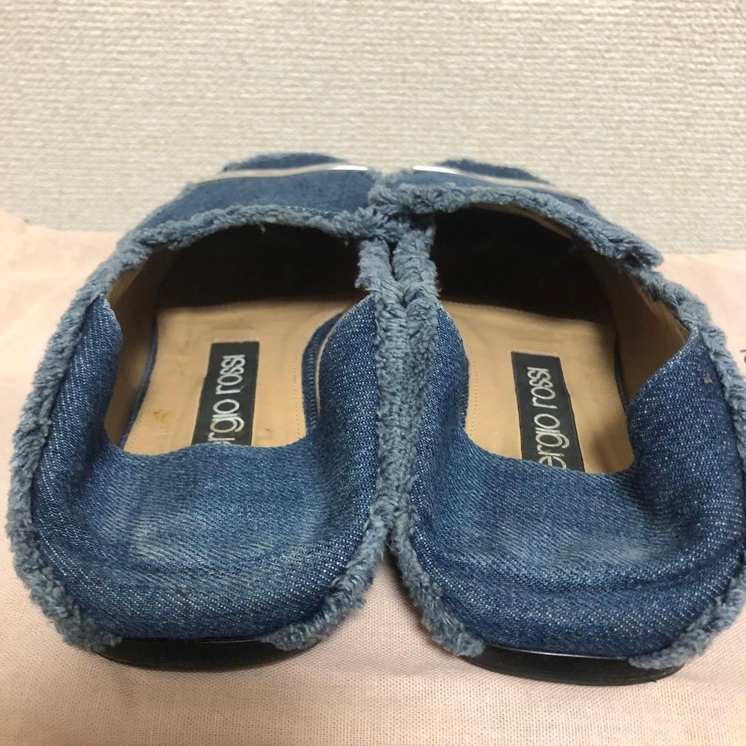 セルジオロッシ sr1 フラット　パンプス スリッパ　デニム　361/2