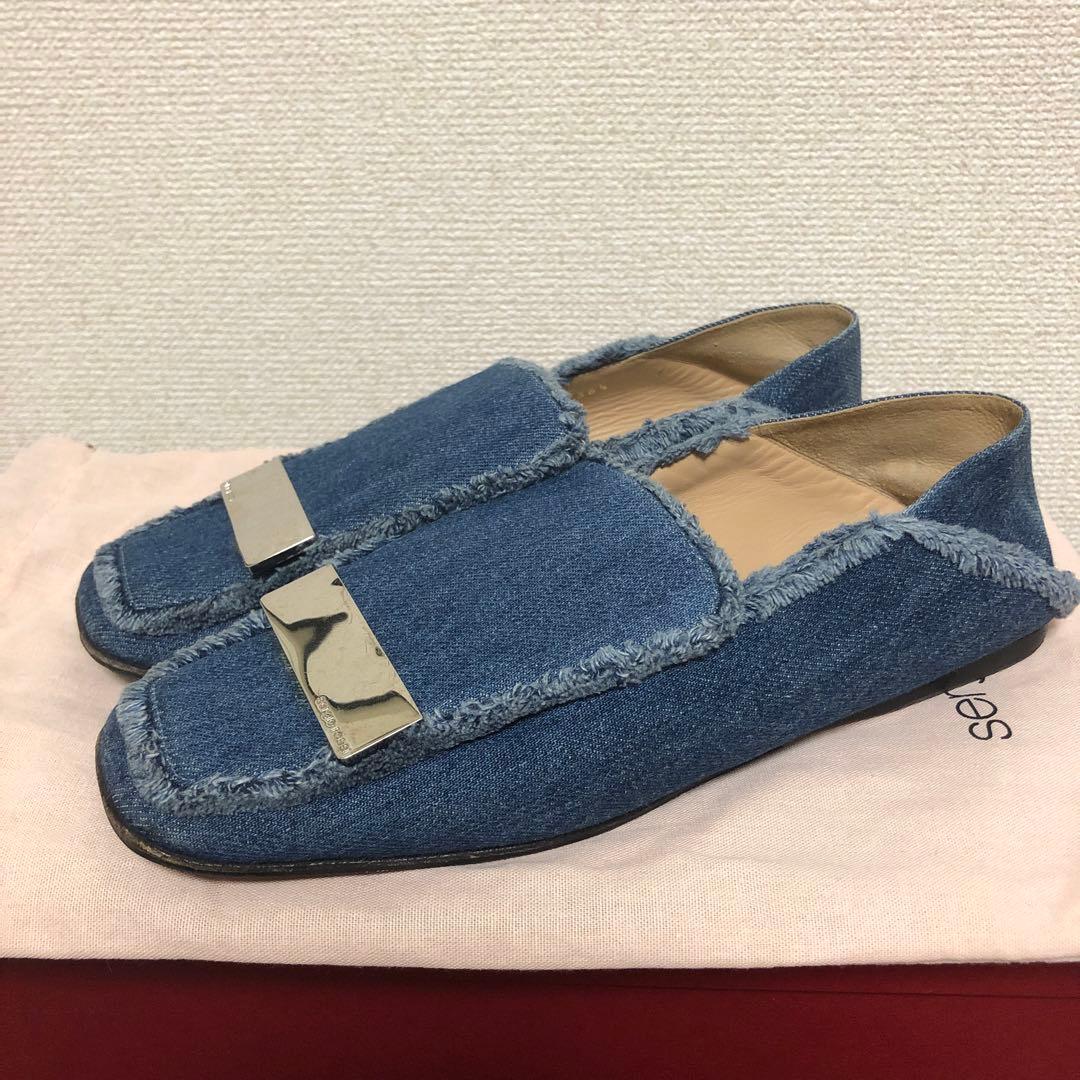 セルジオロッシ sr1 フラット　パンプス スリッパ　デニム　361/2