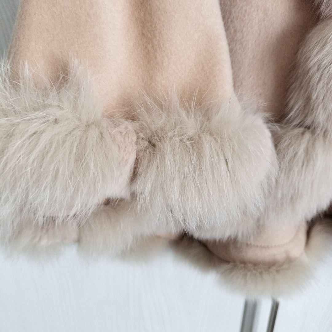 SAGA FURS カシミヤ　ブルーフォックス　 ポンチョ サガファー