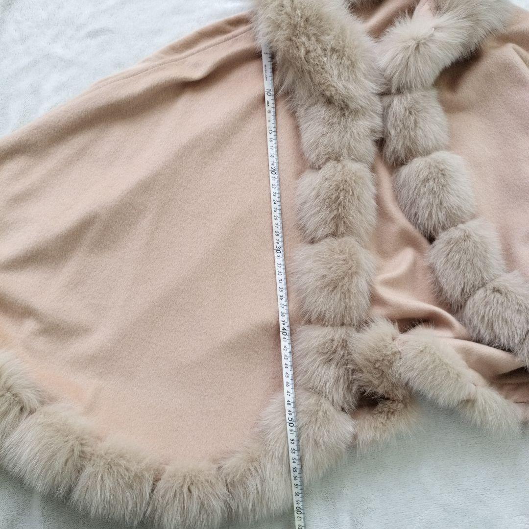 SAGA FURS カシミヤ　ブルーフォックス　 ポンチョ サガファー