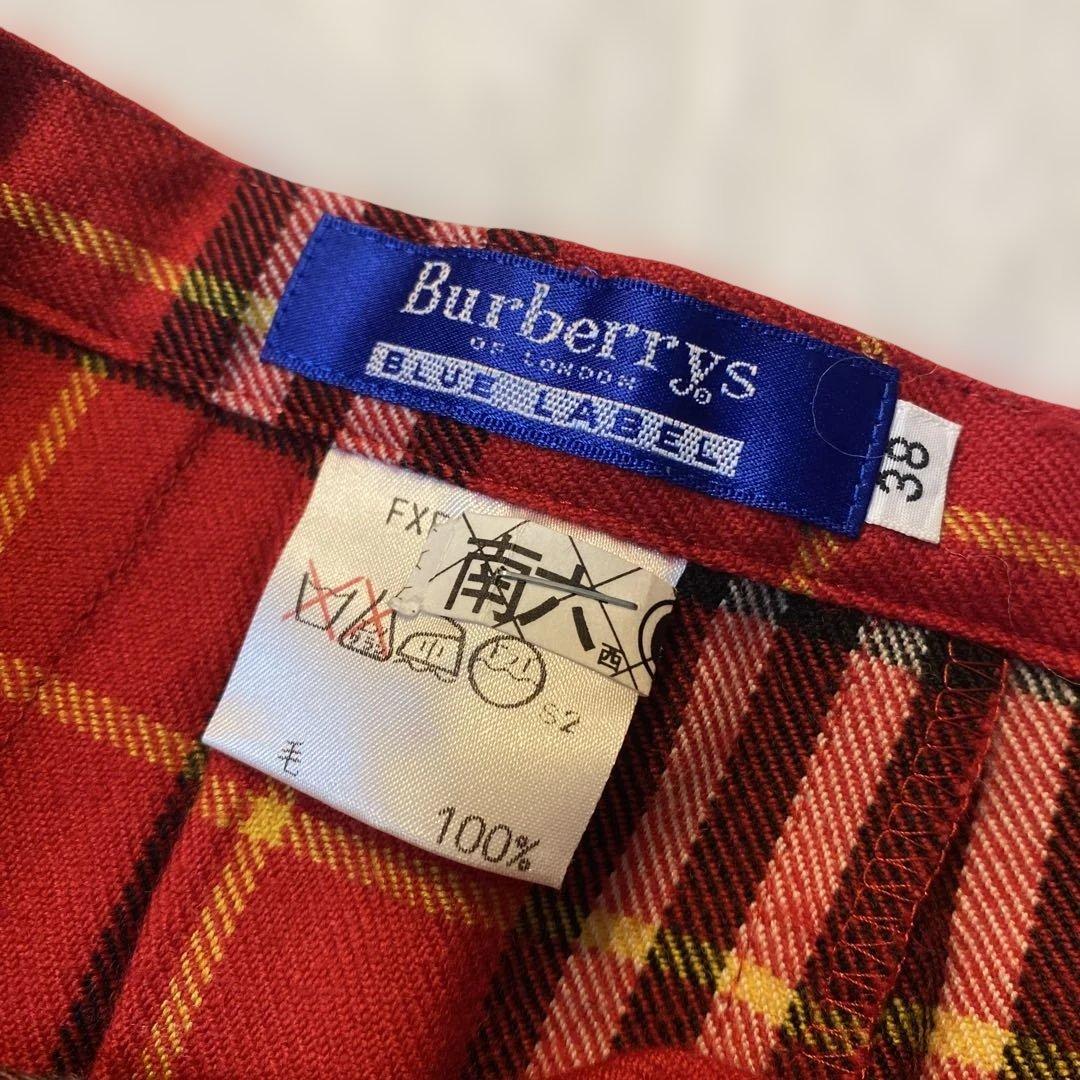 バーバリーブルーレーベル ノバチェック プリーツスカート ミニスカート フリンジ