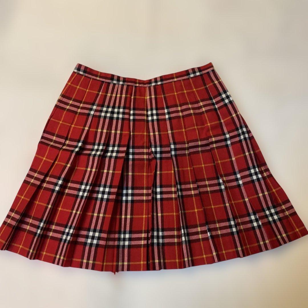バーバリーブルーレーベル ノバチェック プリーツスカート ミニスカート フリンジ