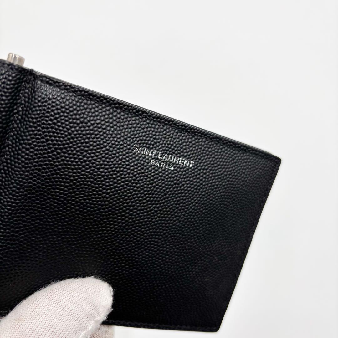 サンローラン　SAINTLAURENT マネークリップ　2つ折り財布　ブラック