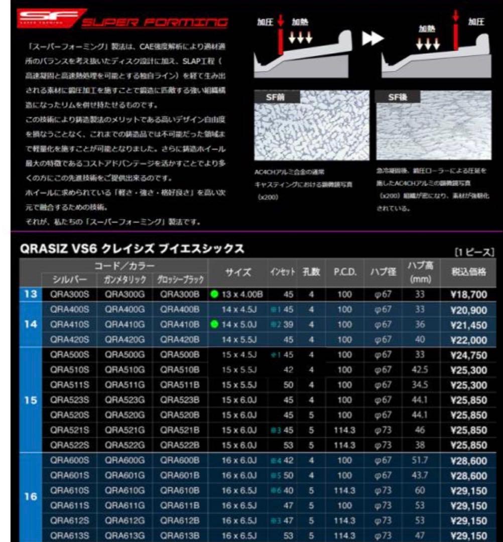 BRASIZ アルミホイール16インチ4H100 6J+42 4本 送料込み