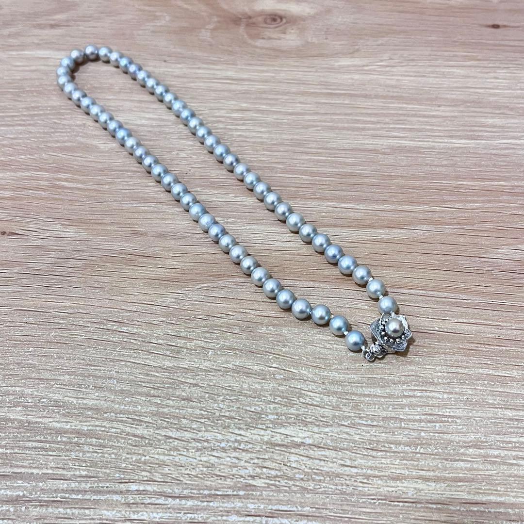 【美品】 ✨大幅値下げ中✨ あこや真珠 グレー パールネックレス 42cm