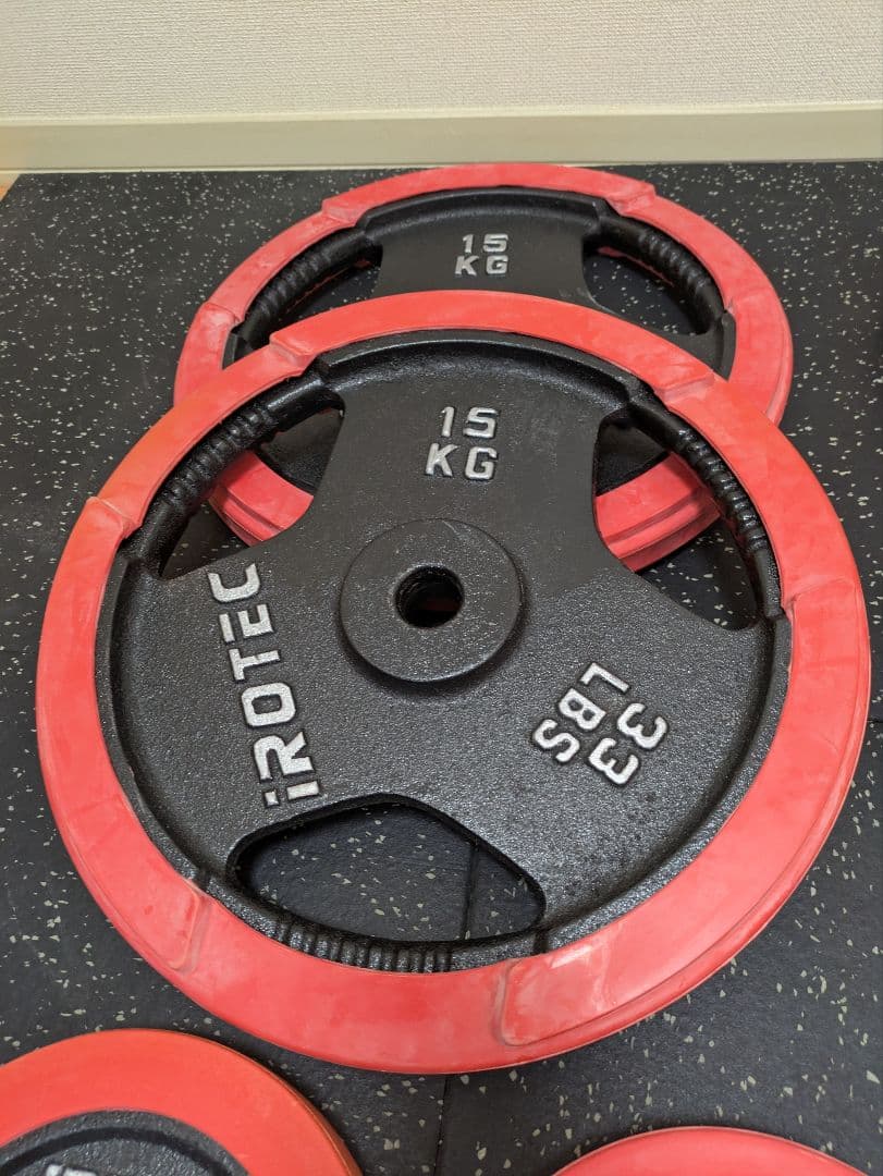 【まとめ売りのみ】アイロテック プレート137.5kg+ダンベルシャフト4本